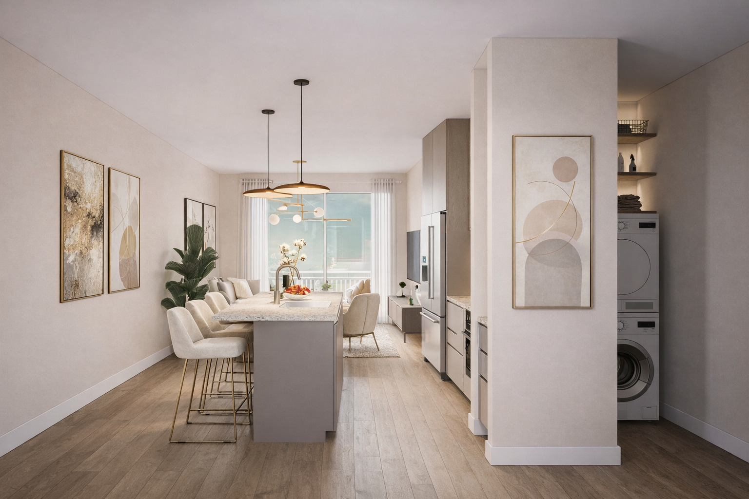 Type A living room, kitchen and laundry