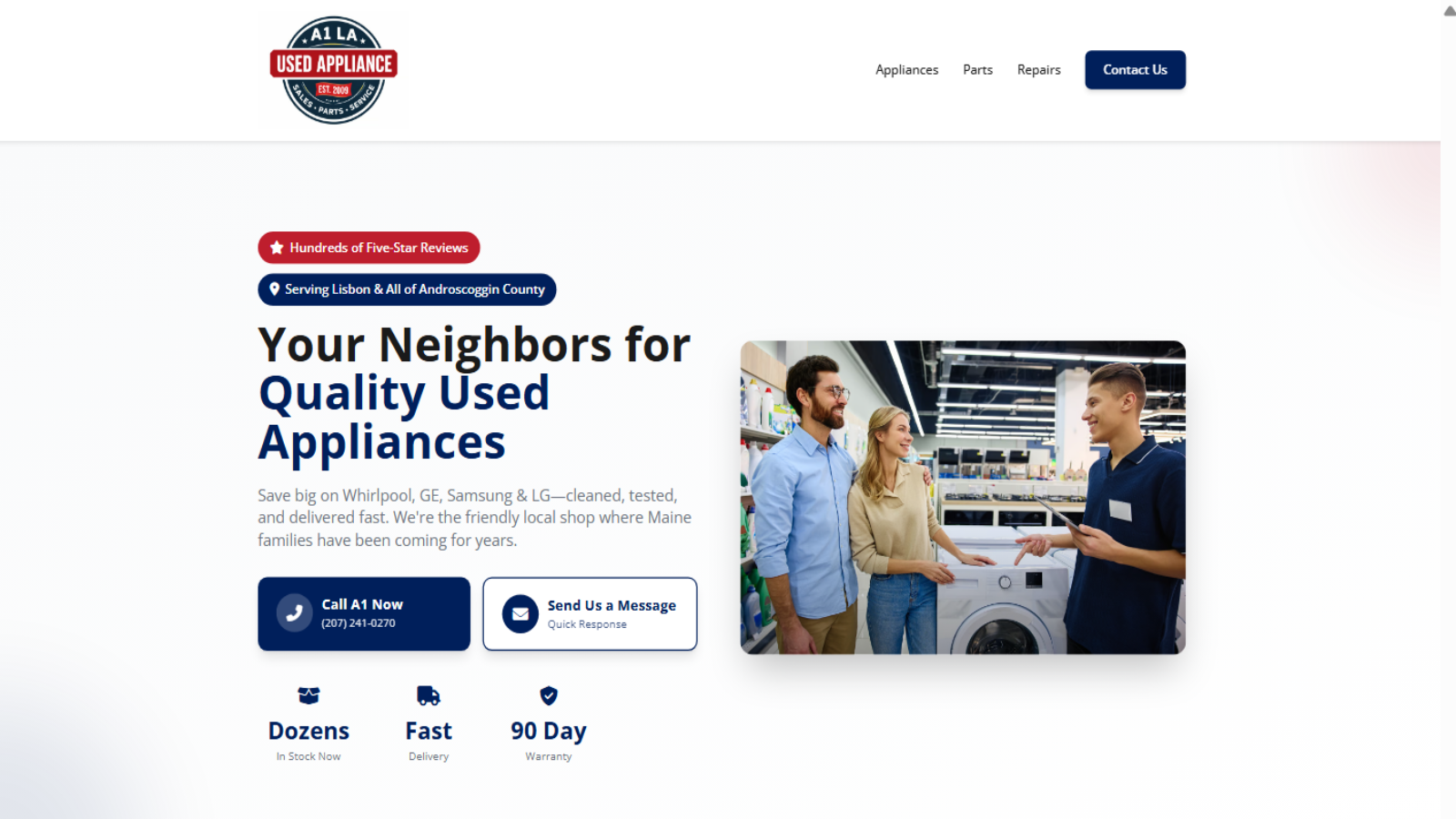 A1 LA Used Appliance Website Screenshot