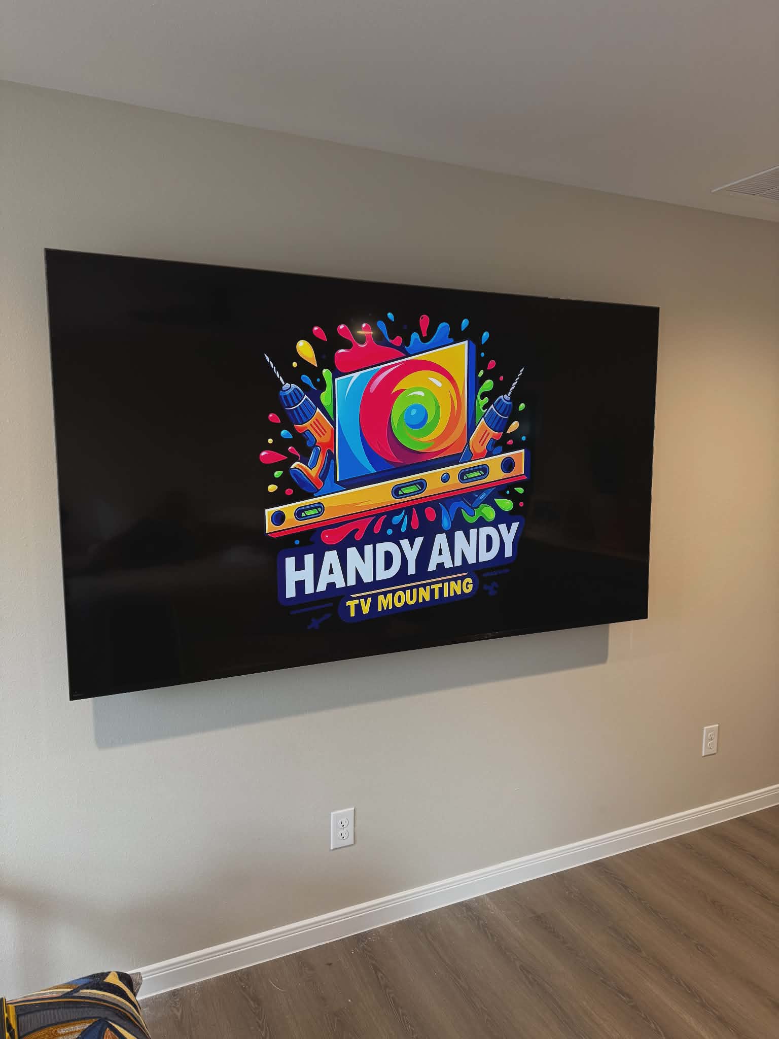 TV mounted on wall