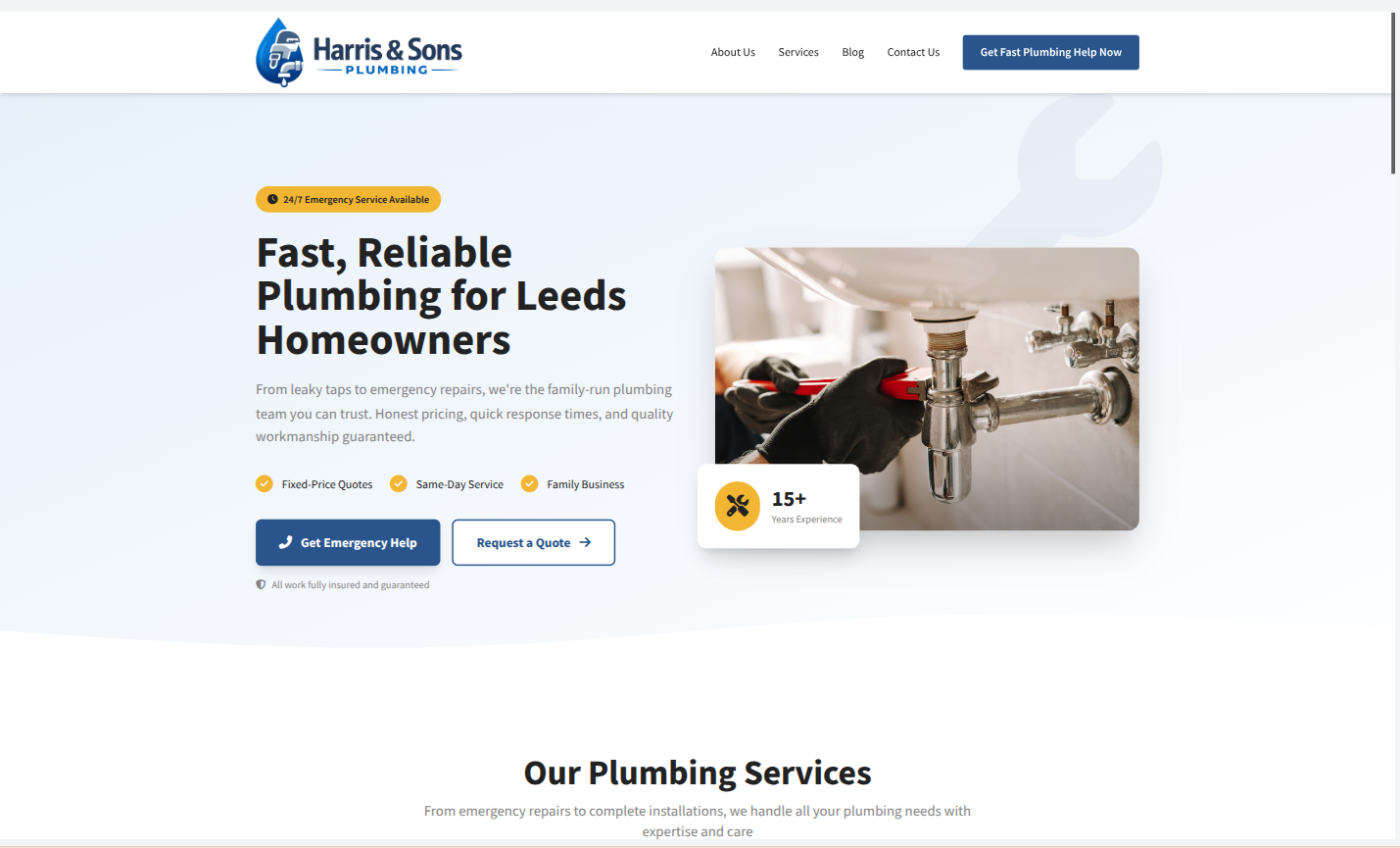 Harris and Sons Plumbing Demo Screenshot 1