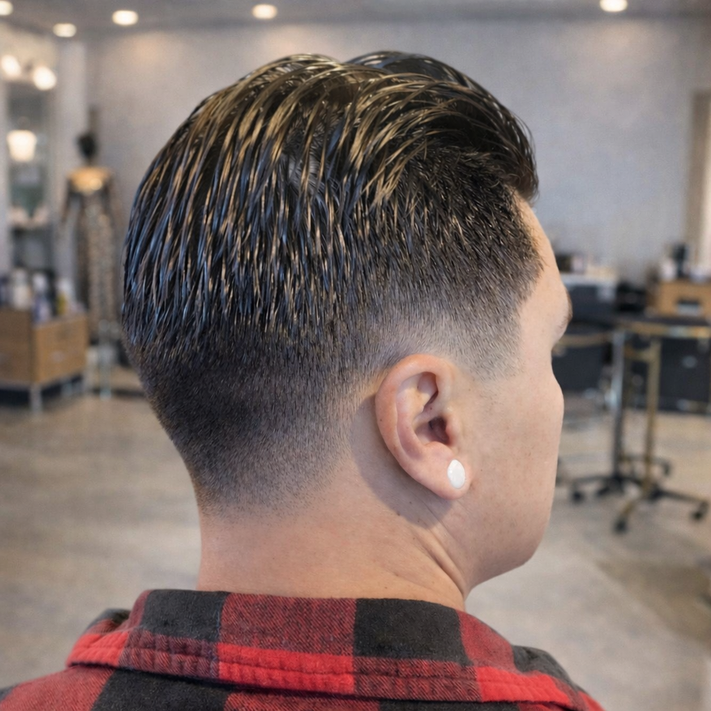 Professional men's haircut and styling at The Q Salon for Men in Sarasota