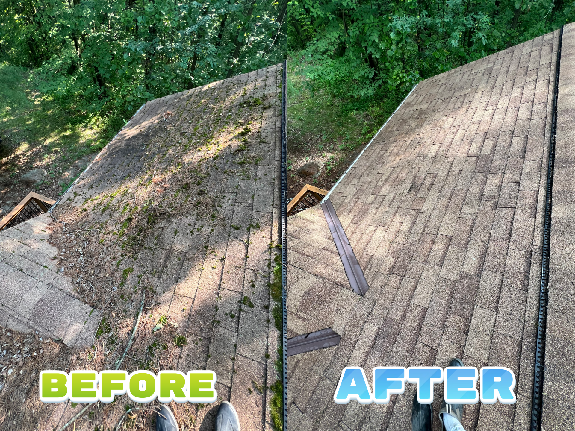 Before and after exterior cleaning project