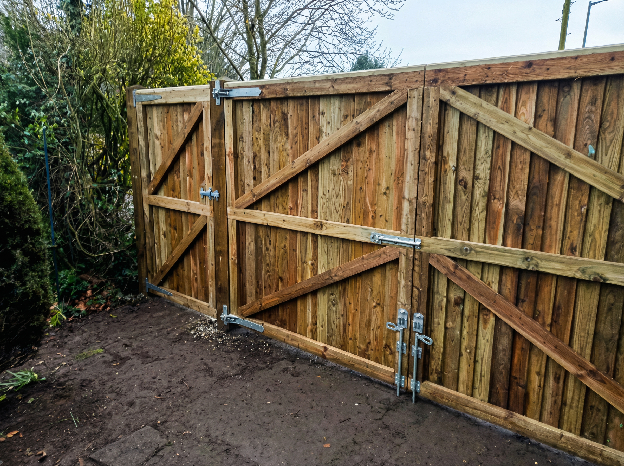 Timber double gates completed installation