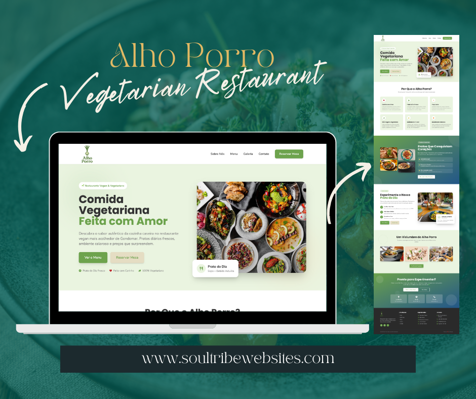 Alho Porro vegetarian restaurant website