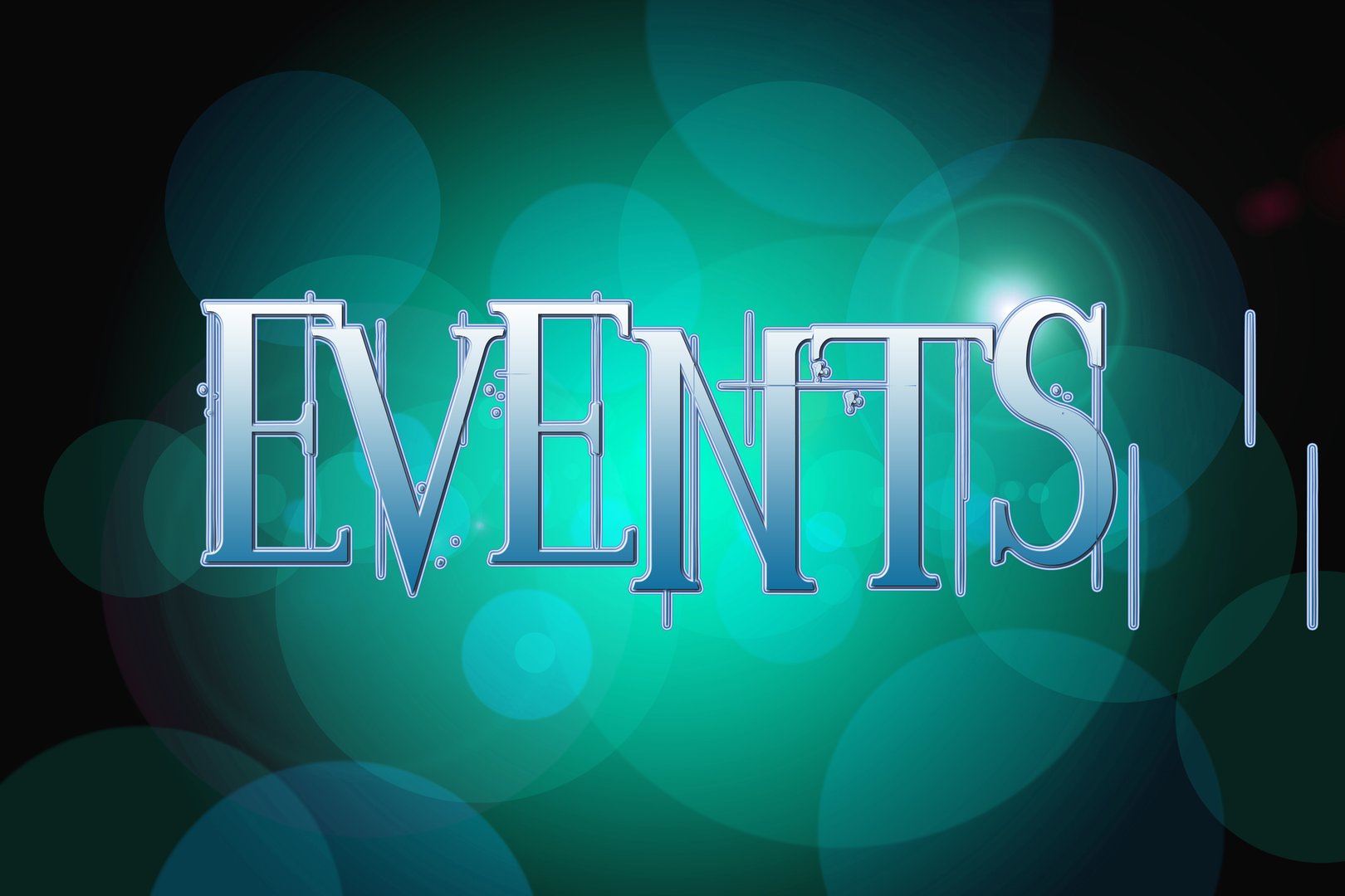 Events word on vintage bokeh background, concept sign idea