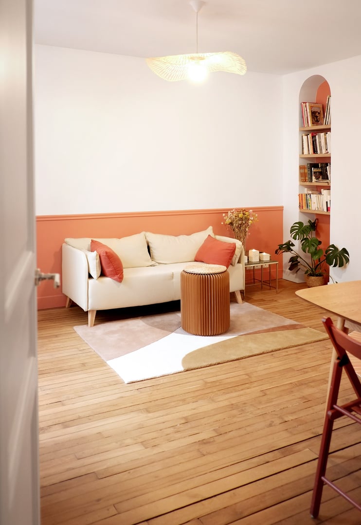 Rénovation appartement Clignancourt - Entrée et salon lumineux