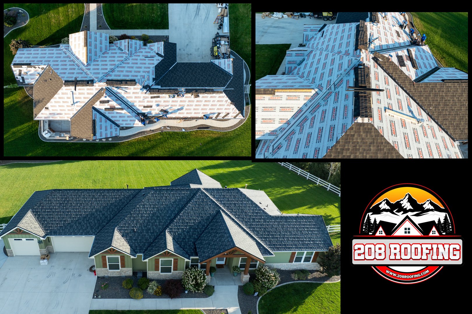 208 Roofing lobby poster showcasing our work