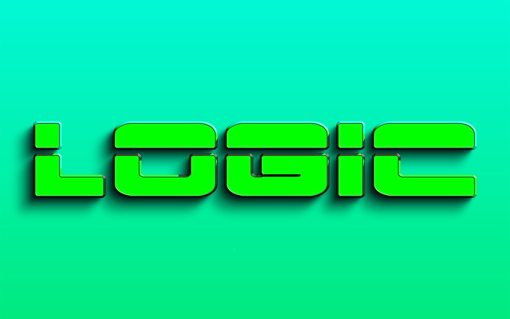 a vibrant image displays the word logic in a bold green font, casting a subtle shadow on a teal backdrop. the design is modern, clean, and visually striking, creating a sense of depth.