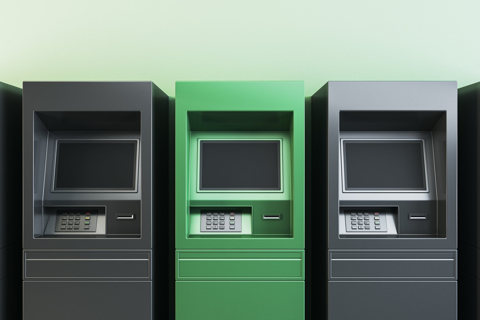Three blank ATM machines with clean design