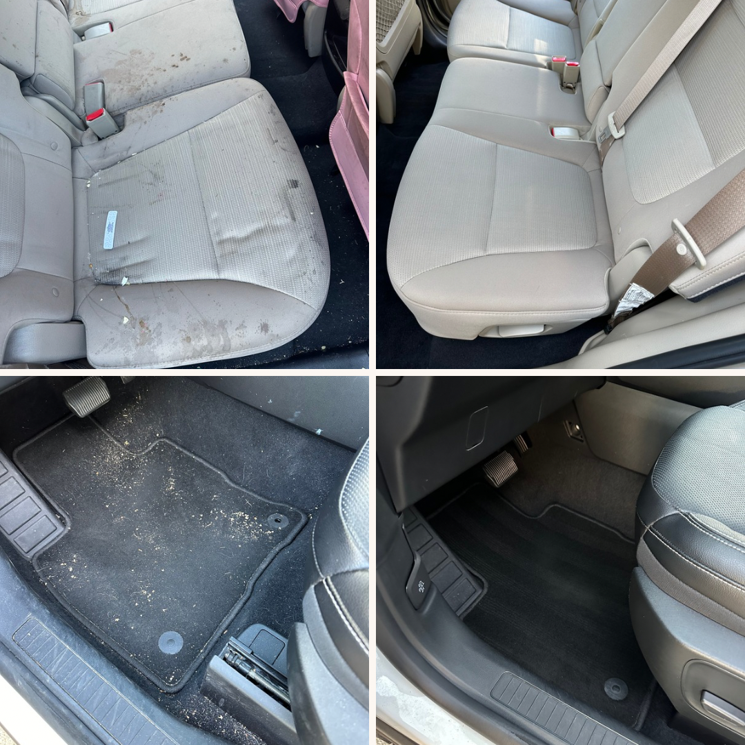 Before and after interior detailing transformation