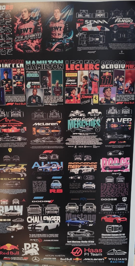 Placa vinilo mate Franco Colapinto F1 - diseño automovilístico fondo negro premium