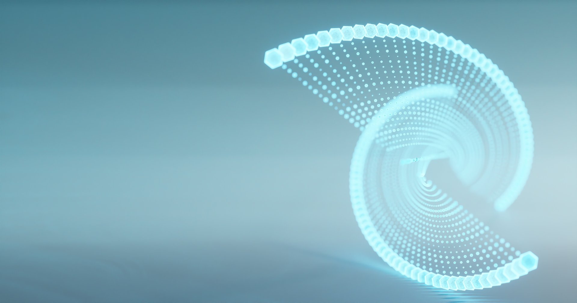 3d illustration. Rendered DNA molecules double helix models with blue background.