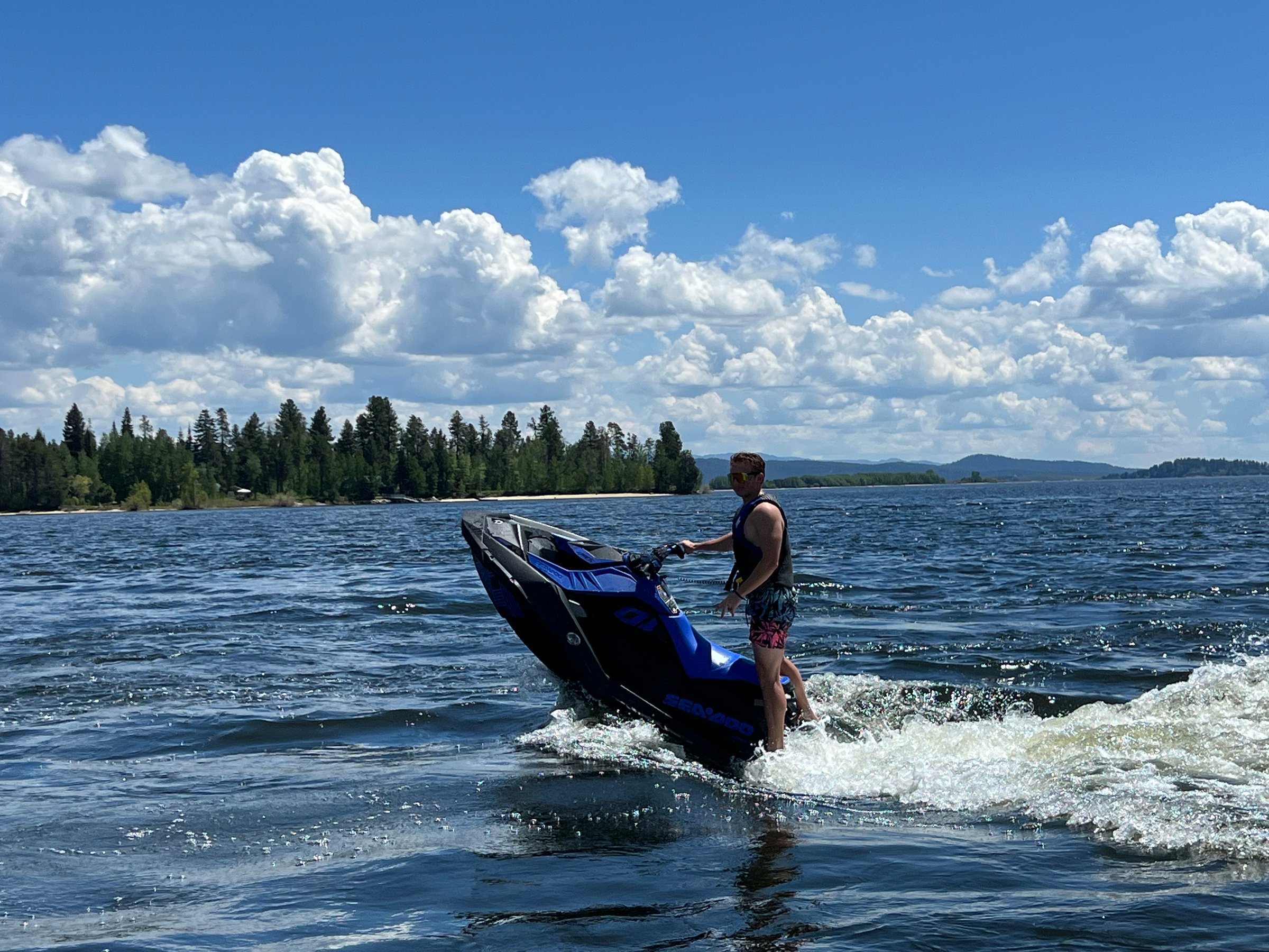 Jet ski performing wheelie