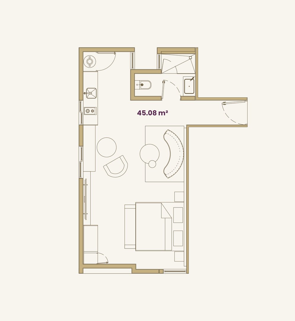 Plano arquitectónico Loft 7 - 45 m²