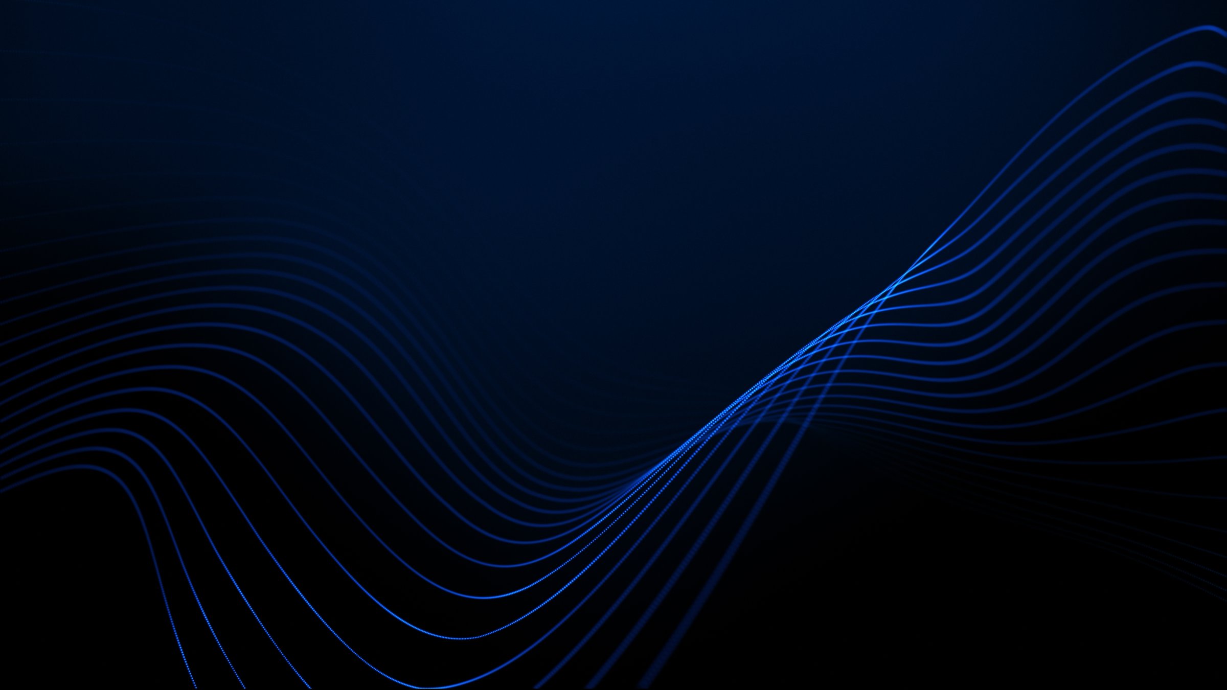 Blue technology wave background with digital particle flow and smooth wavy lines. Futuristic light effects and abstract motion design. Perfect for corporate presentations, digital art, technology visu