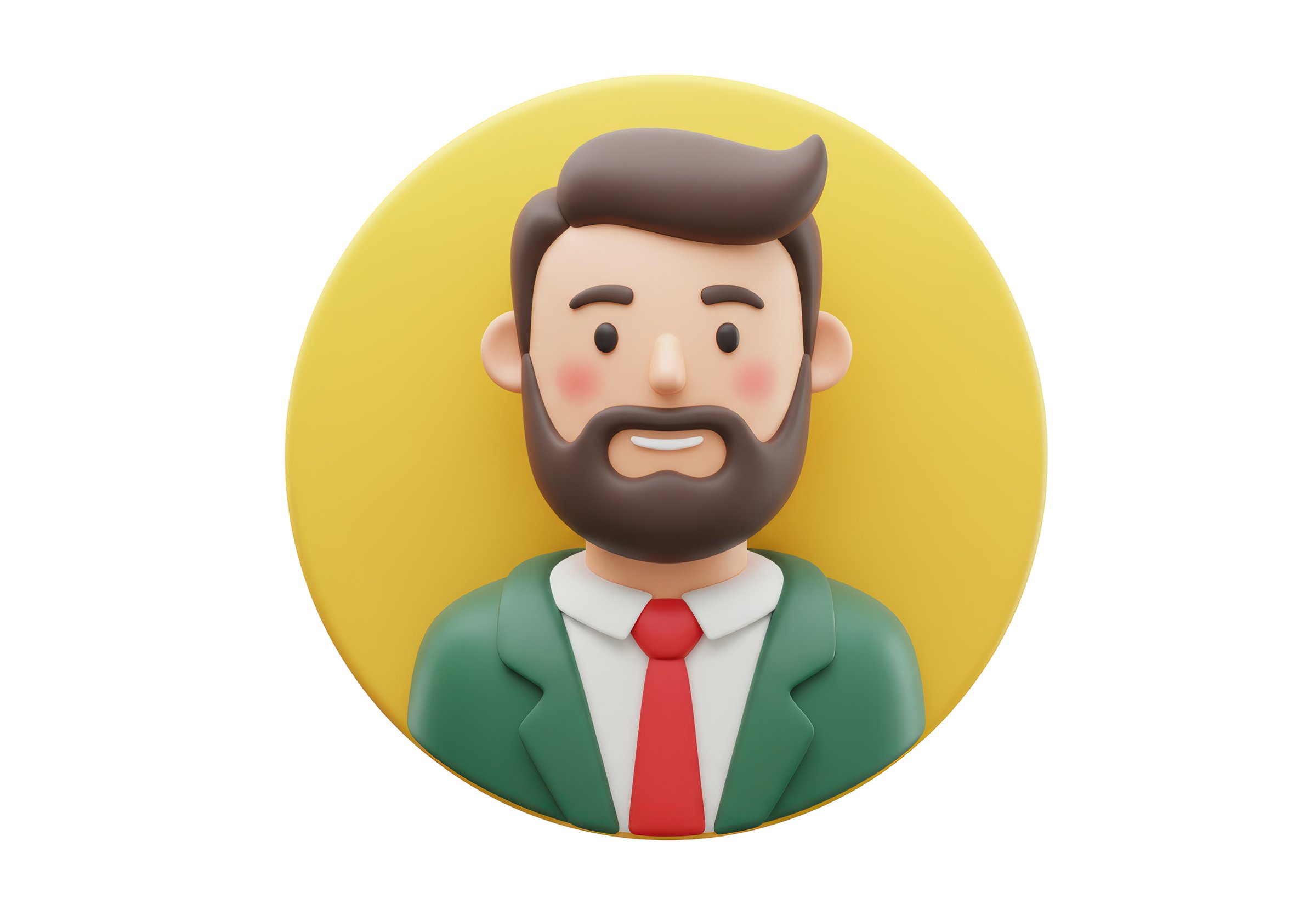 Isolated Smiling Businessman Avatar with Beard and Tie