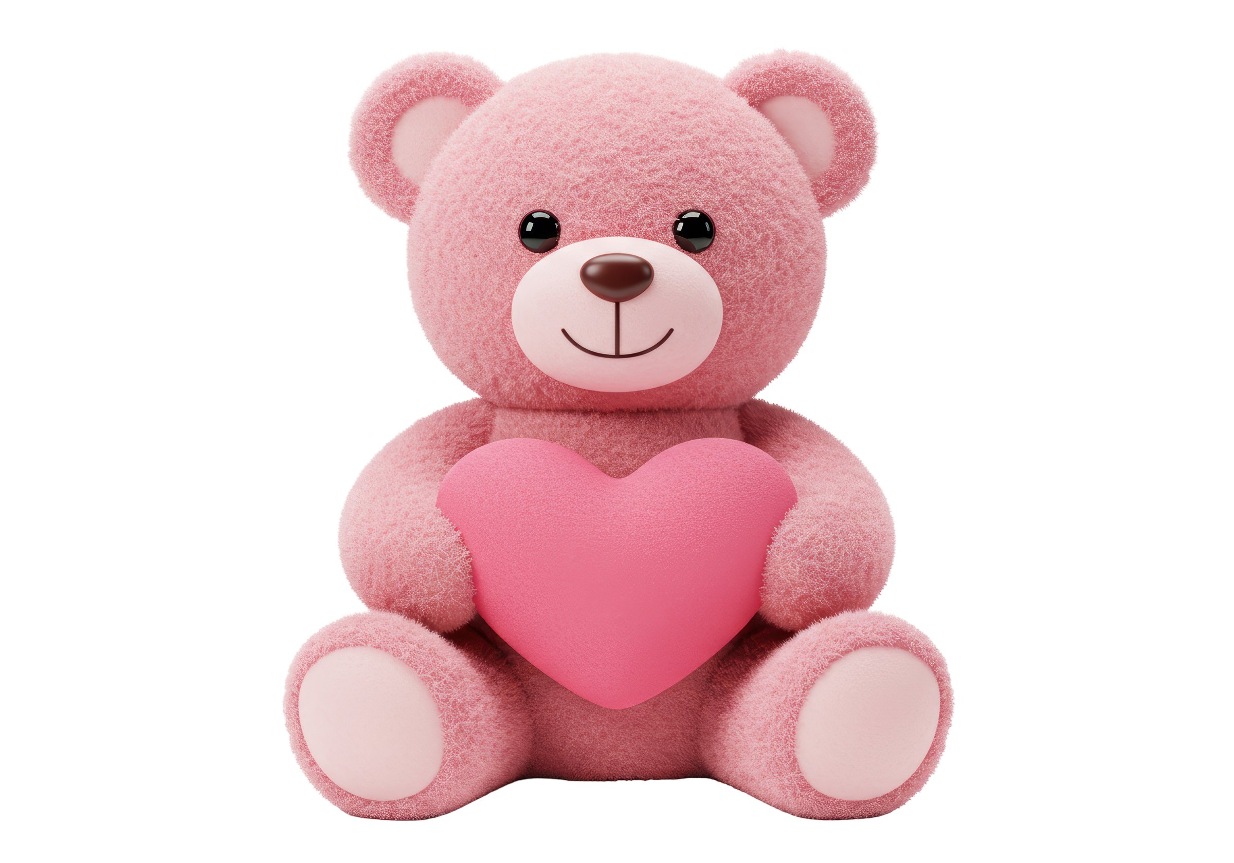 Isolated Plush Pink Teddy Bear Holding a Heart Cuteness Overload