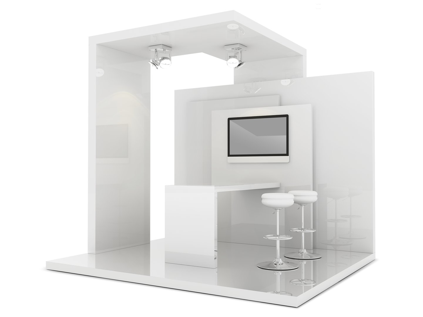 Exhibition Display Stand Mockup: 3D Rendering on Isolated Background