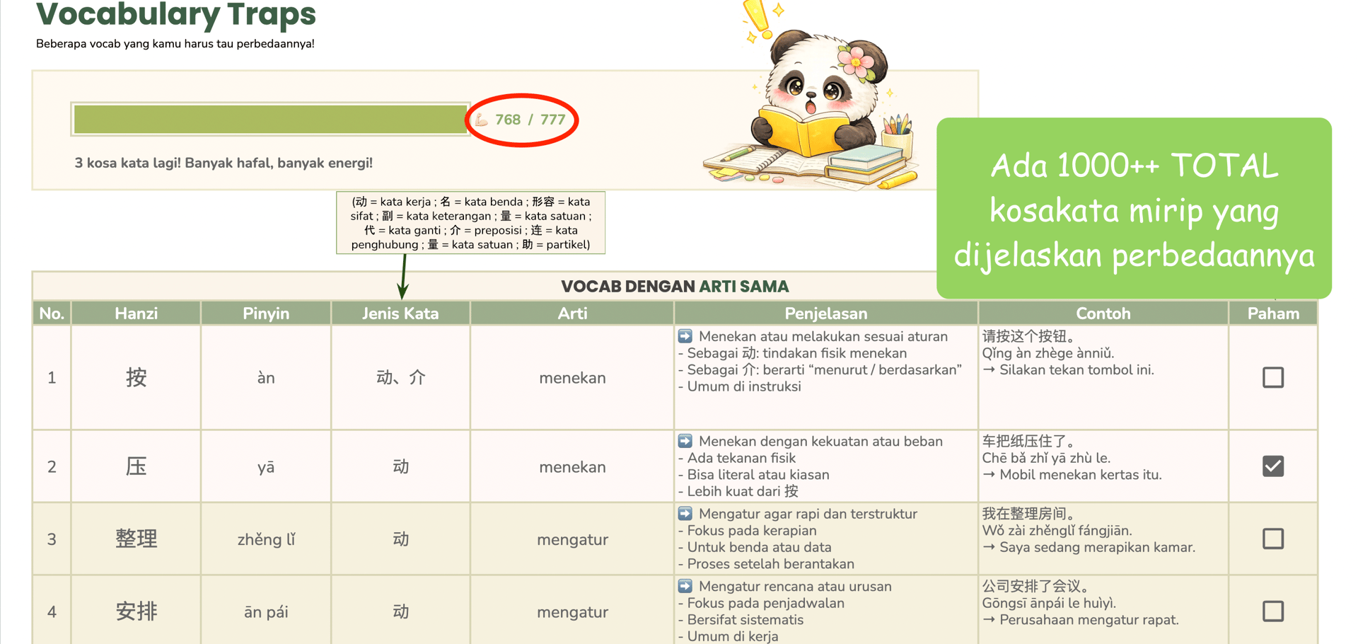 Vocab Growth Tracker - Latihan 3 Arah