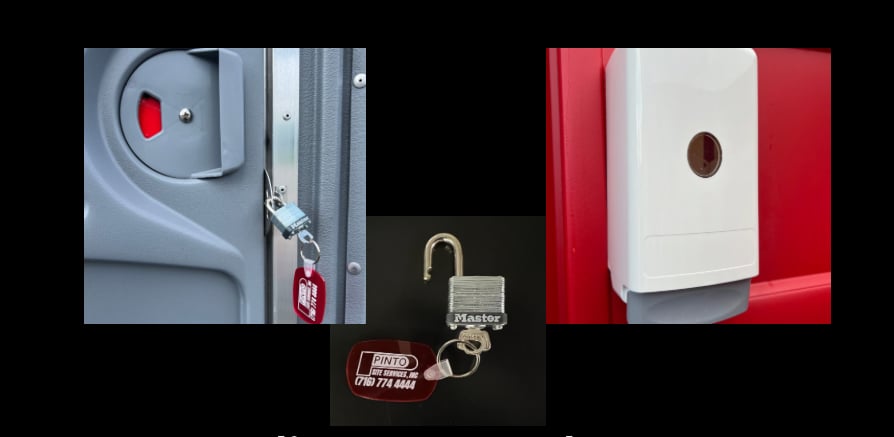 Key and hand sanitizer included with every portable toilet rental
