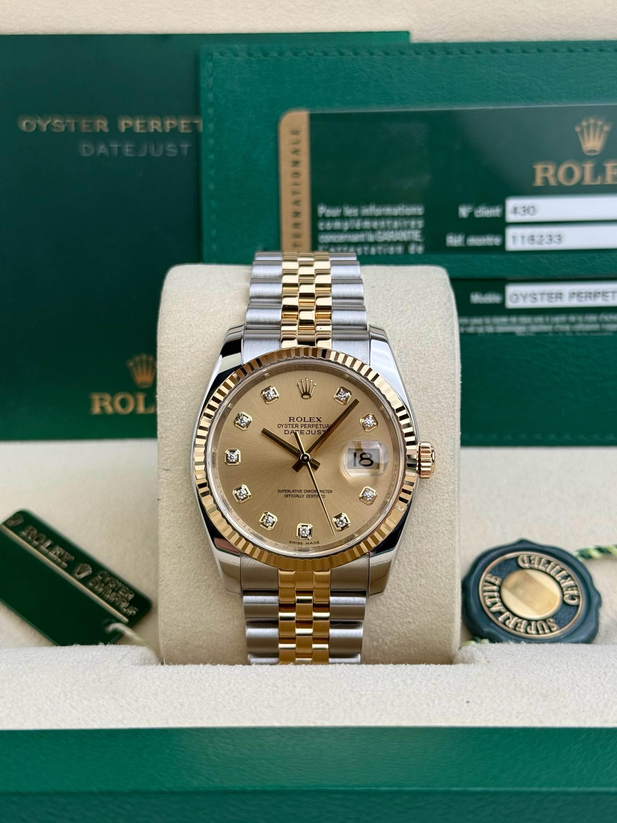 Rolex Datejust 36mm Champagne Diamond Two-Tone