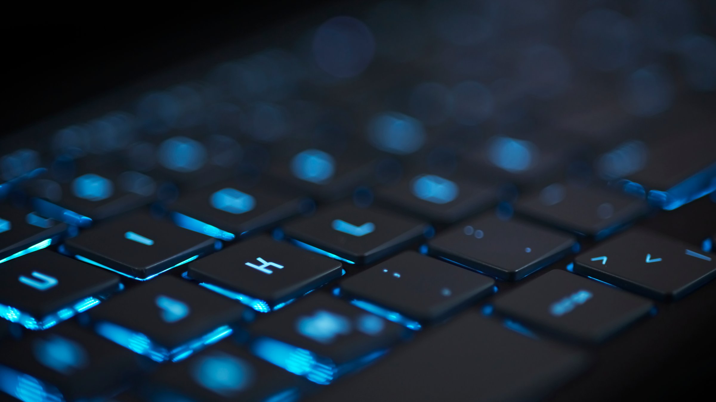 blue glowing keyboard