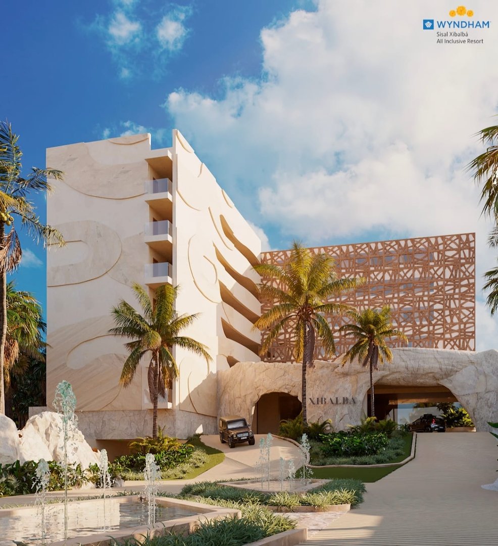 Fachada del hotel Wyndham Sisal Xibalbá