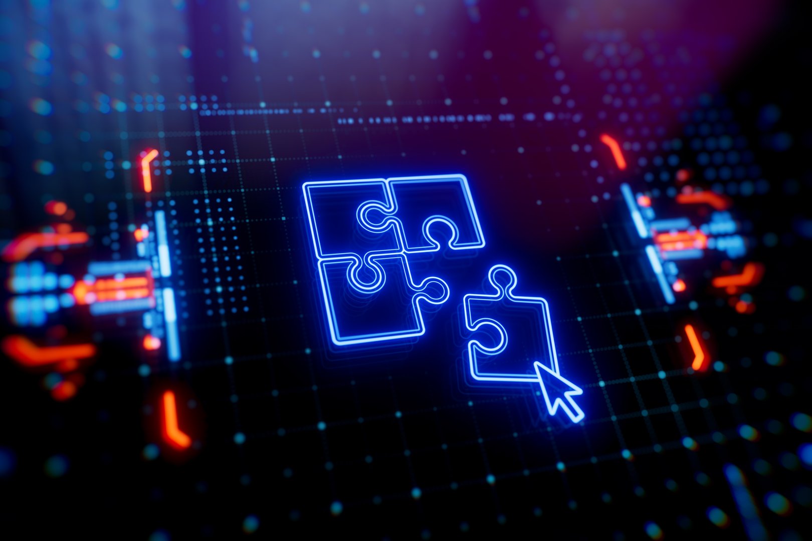 Connection together puzzle pieces. Concept of business strategy, success solution, business logic, problem solving, business collaborate, business collaborate and partner collaborate.