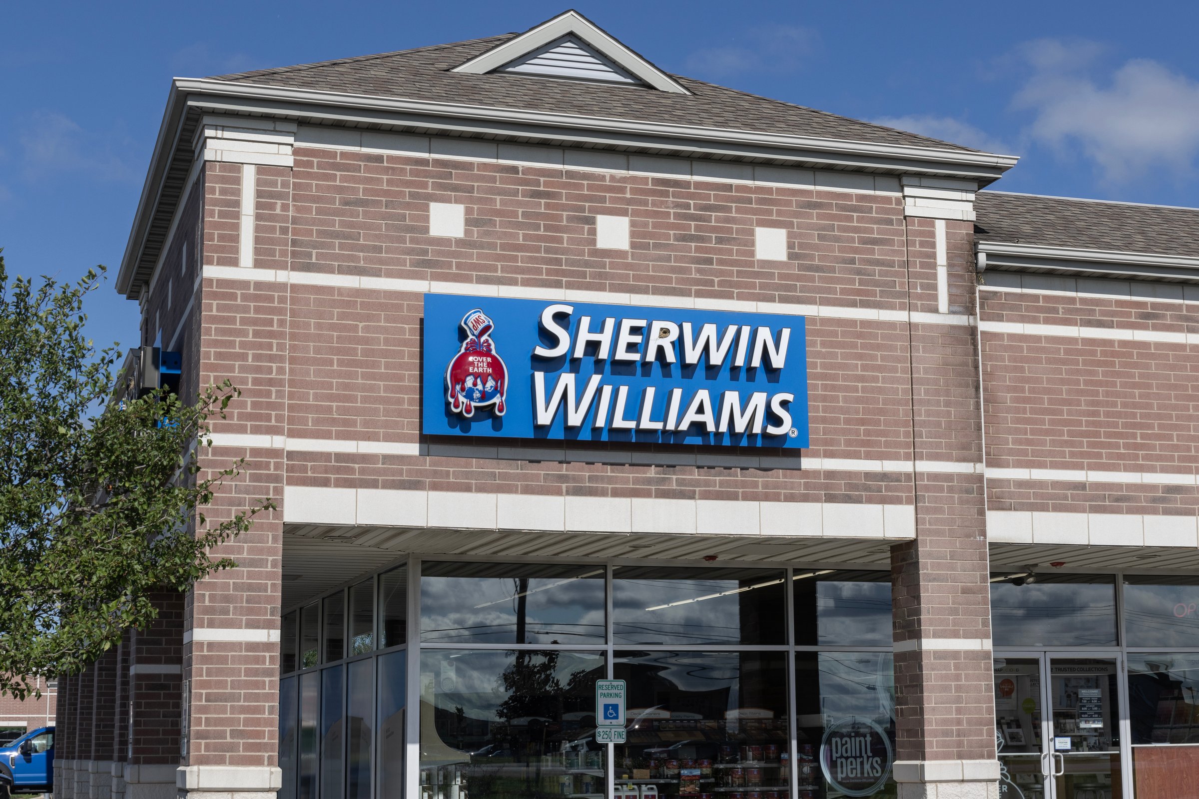 Crown Point - June 27, 2024: Sherwin-Williams retail paint and coating store. Sherwin Williams is listed on the NYSE as SHW.