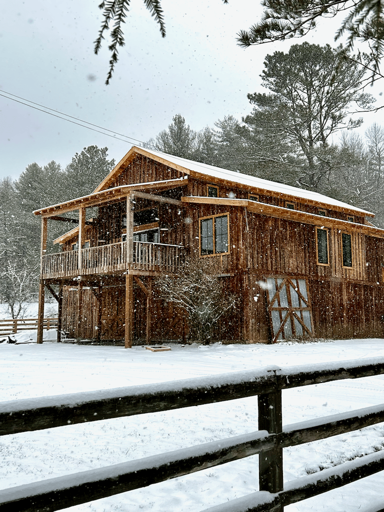 Luxury North Georgia cabin rental exterior at The Barn Haynes Hill