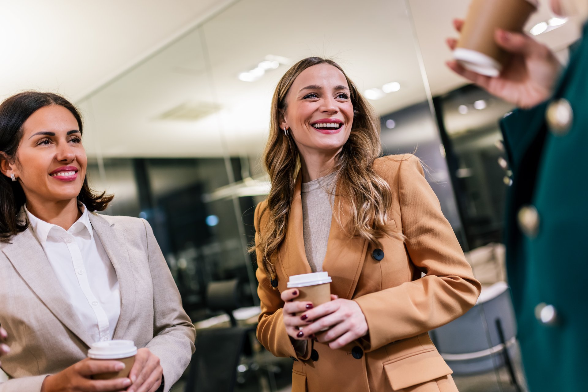 Business people on a coffee break during a seminar.