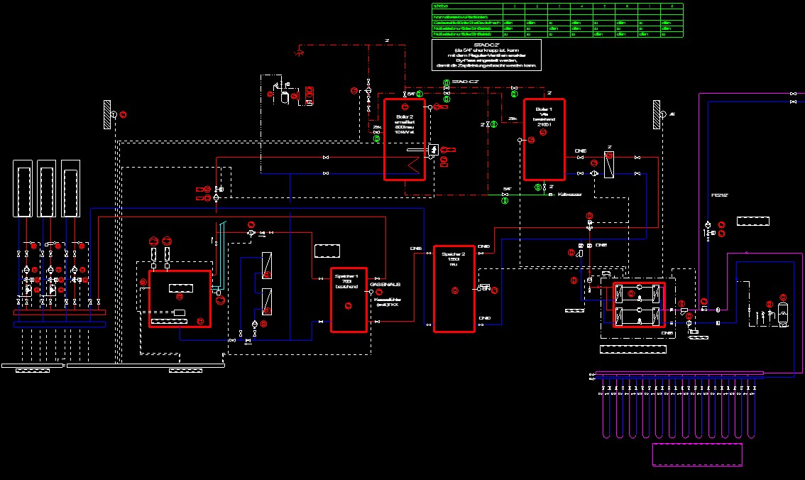 Flowchart diagram illustrating a complex assembly line process with various nodes, connections, and labeled components.