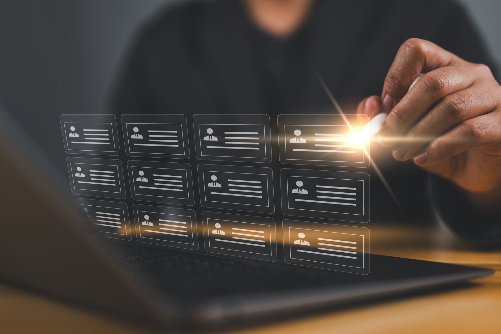 company service to recruit customers and hire. concept of human resource manager, HR, and recruitment process managing people and business on technology digital, network links worldwide