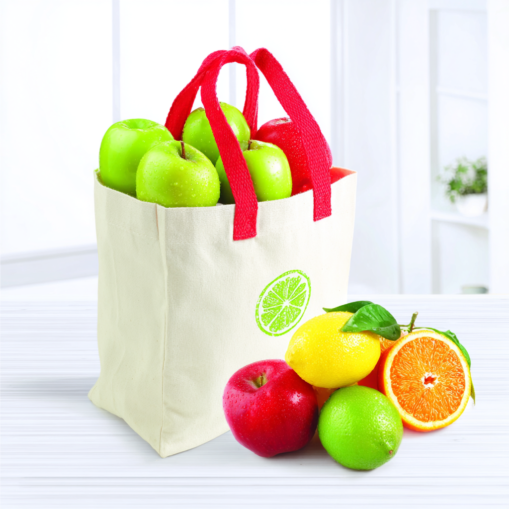 Bolsas ecológicas non-woven personalizadas con frutas y vegetales