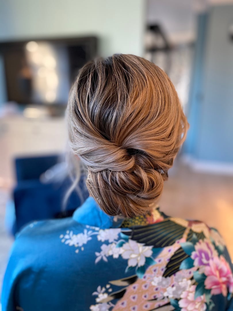 Low updo hair styling