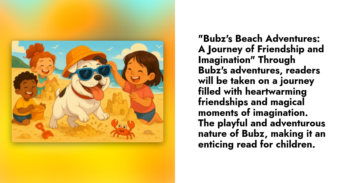 Illustration of joyful children building sandcastles with a dog wearing sunglasses on a sunny beach.