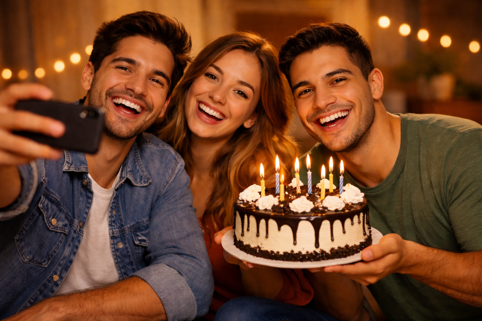 Selfie Club Cinco20 - Clientes disfrutando de pastel