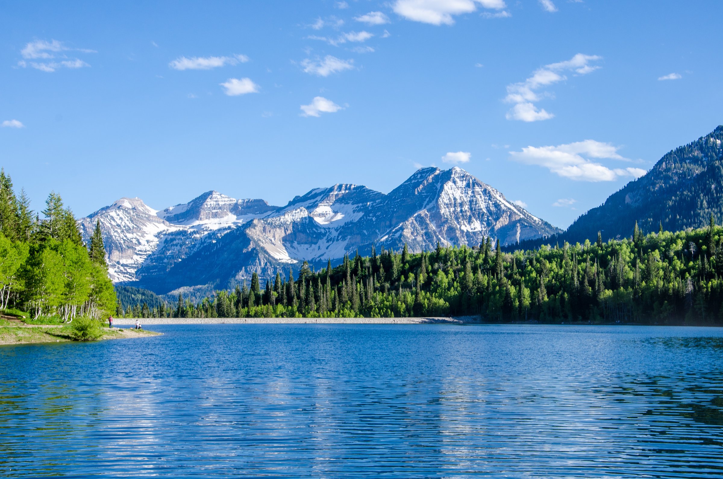 A summer vista looking south across the Silver Lake Flat Reservoir in American Fork Canyon, Utah