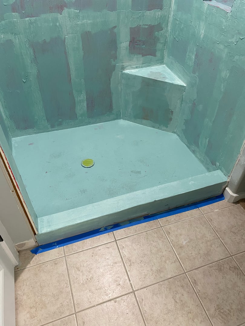 Completed shower renovation with custom tile and modern fixtures in Montgomery - After