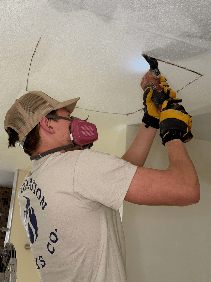 Water damage restoration professionals at work