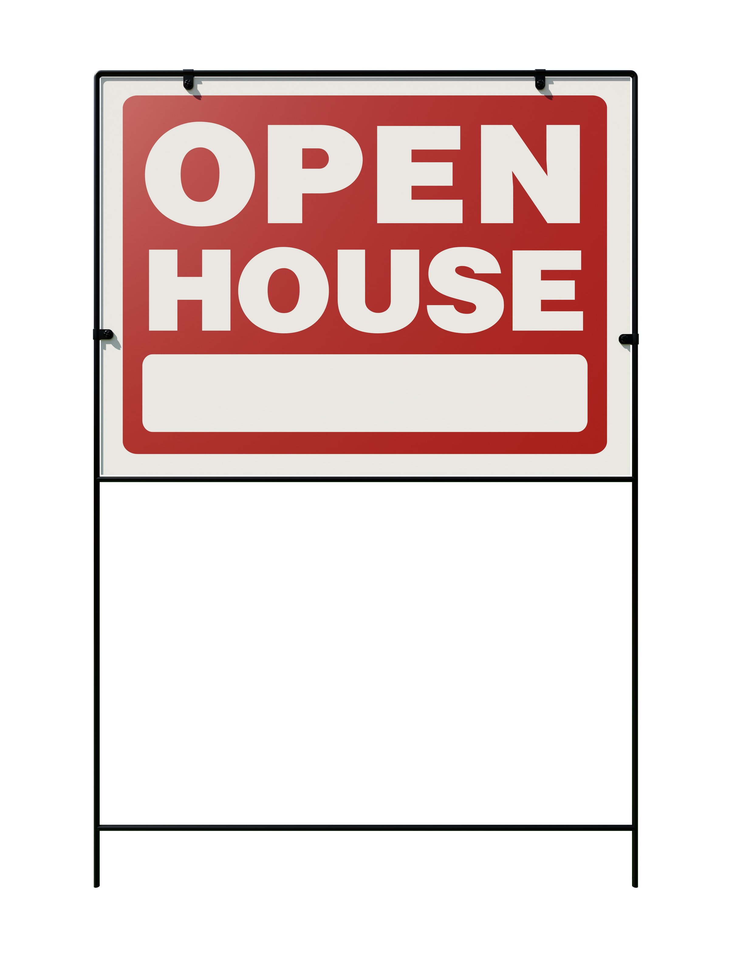 Open House Real Estate Yard Sign Isolated on a White Background.