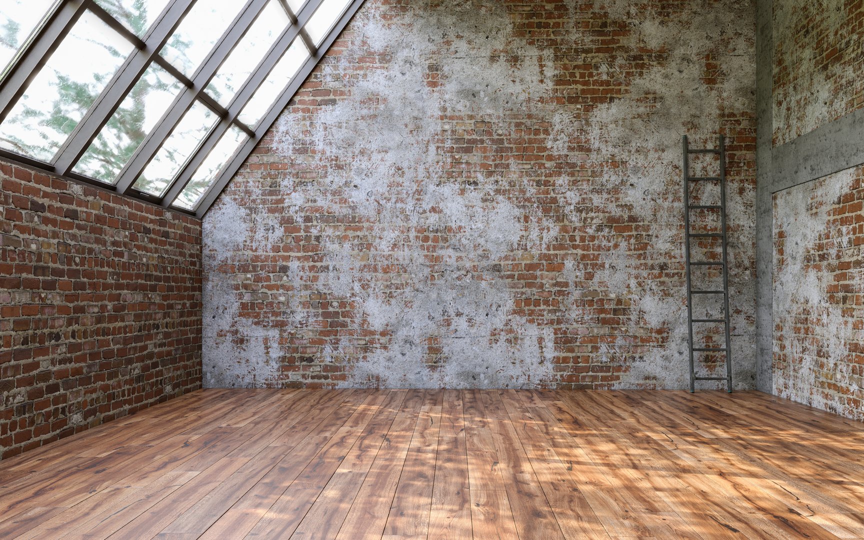 Industrial style of interior design with grunge walls, loft style