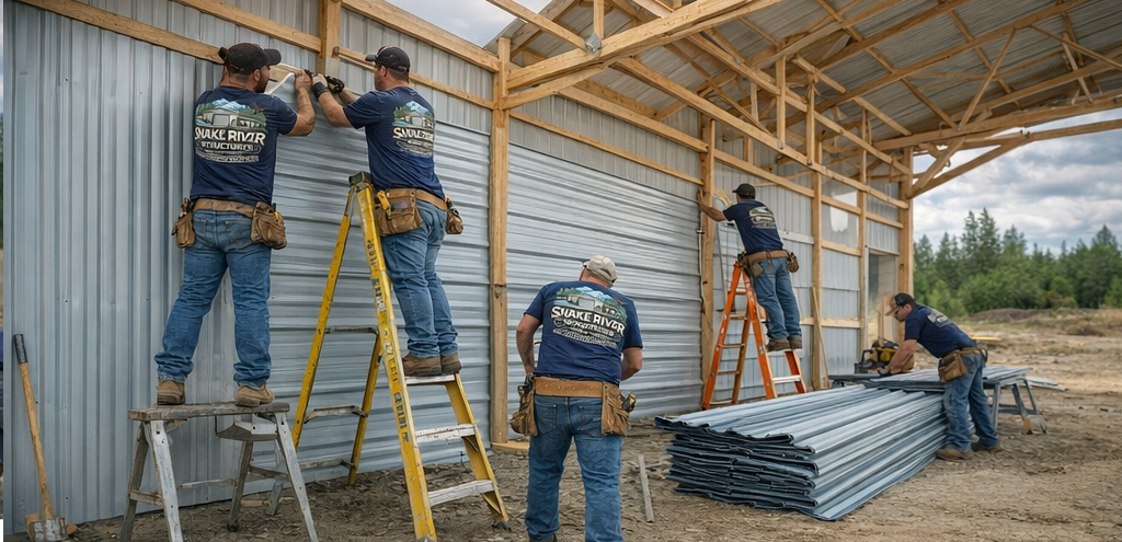 Pole barn building completed