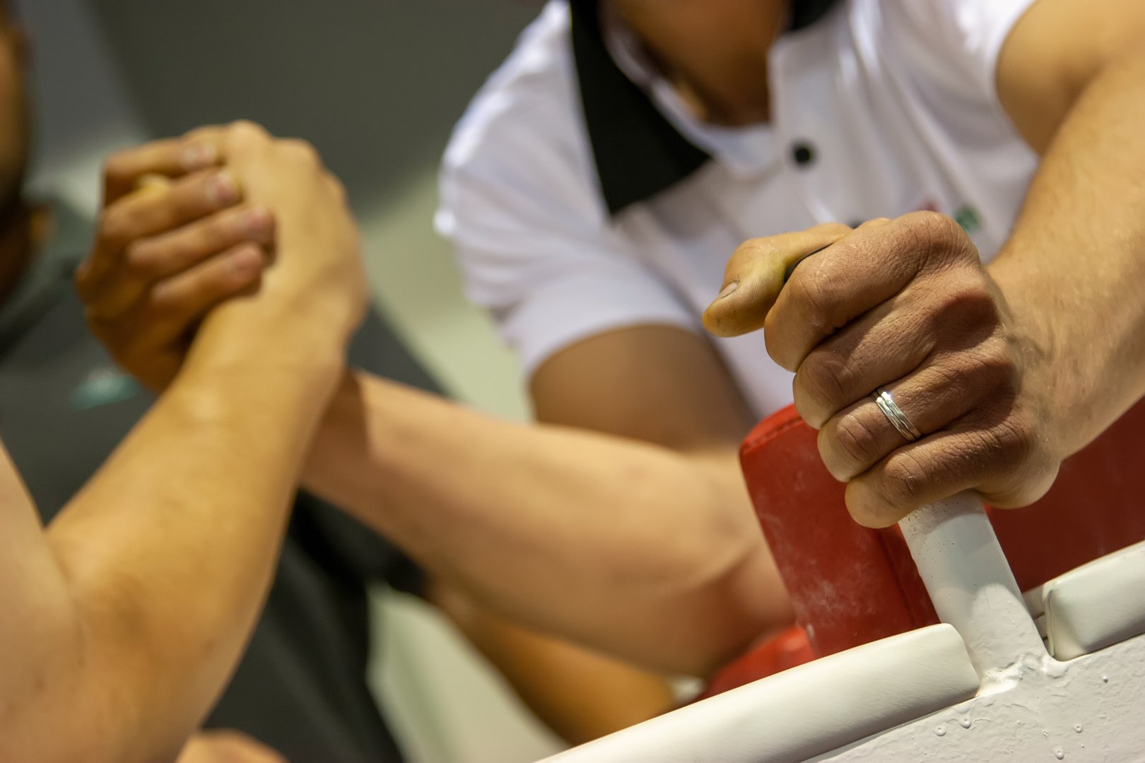 Two men in arm wrestling competition