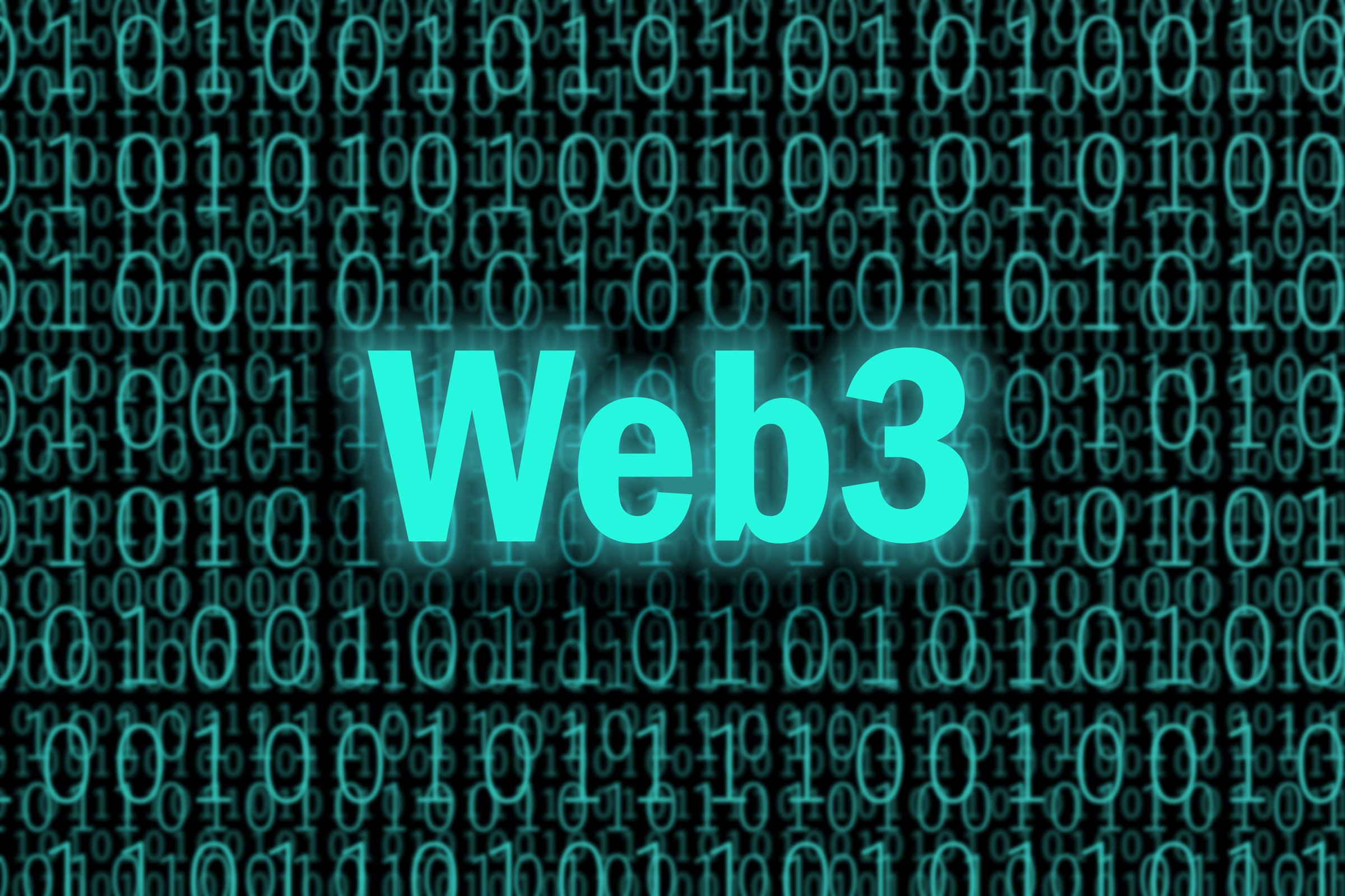 Web3 on binary numbers background. 3d illustration.