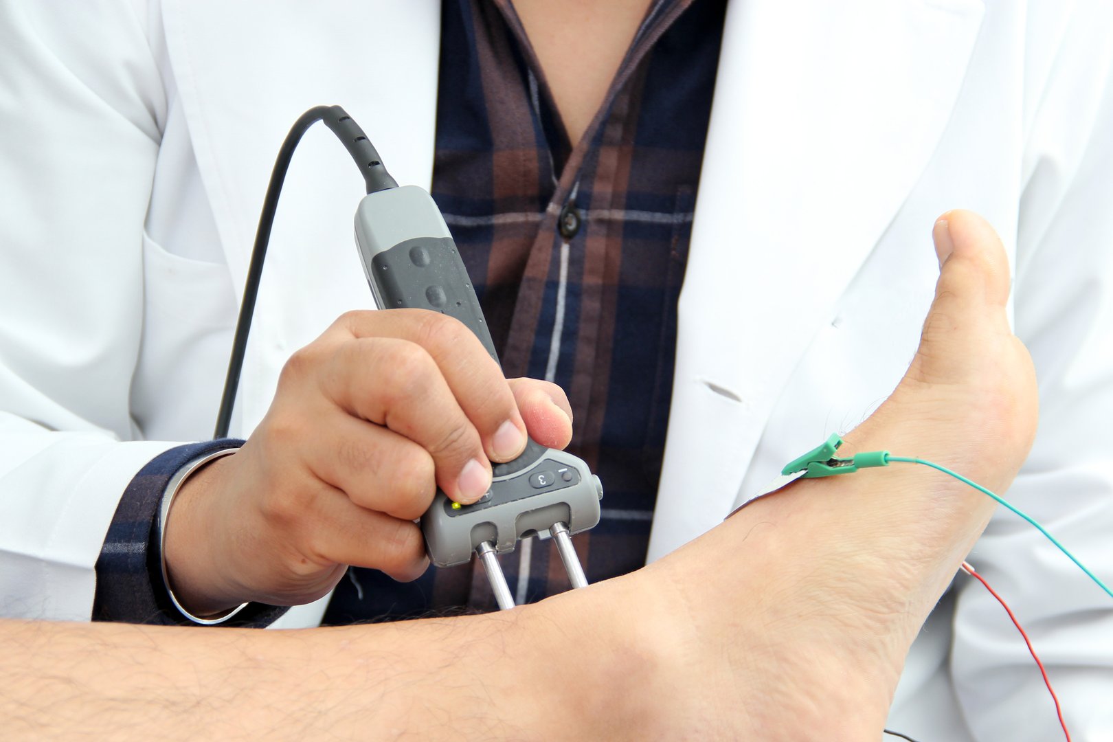 Somatosensory Evoked Potentials (SEP) or Nerve Conduction Velocity (NCV) is a test of electrical signals through a nerve