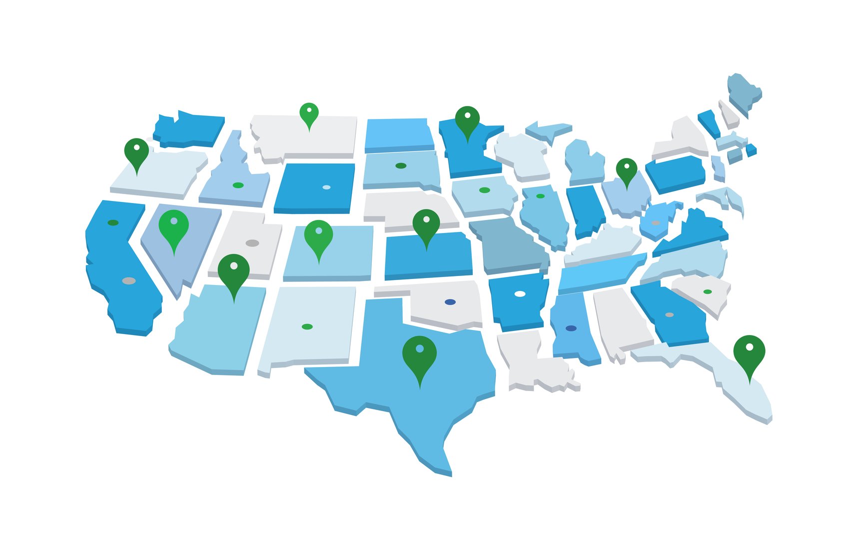 Perspective view of US Countries