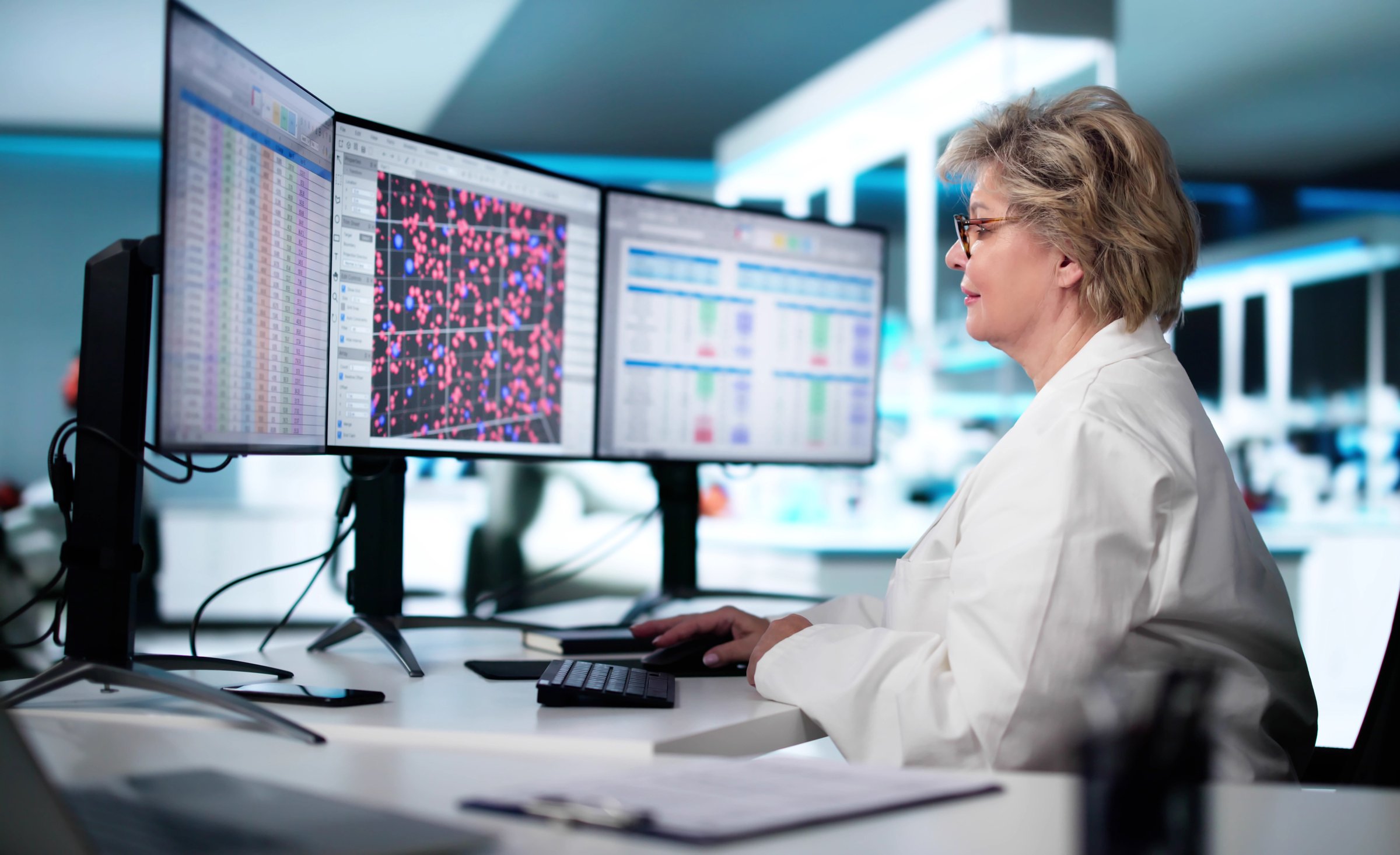 Research Lab Scientist Using Computer. Medical Science