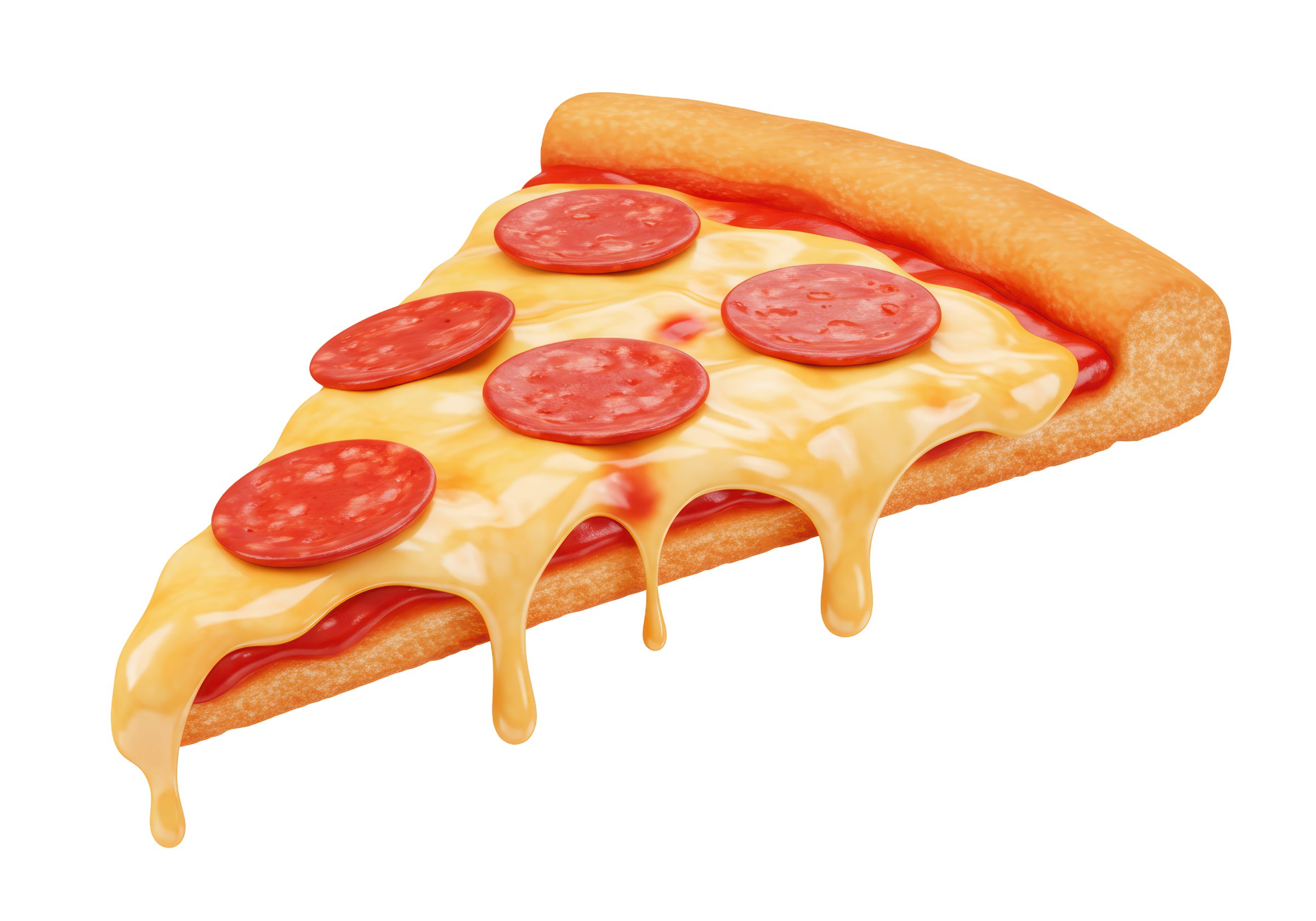 Isolated Pizza Slice with Pepperoni for Fast Food