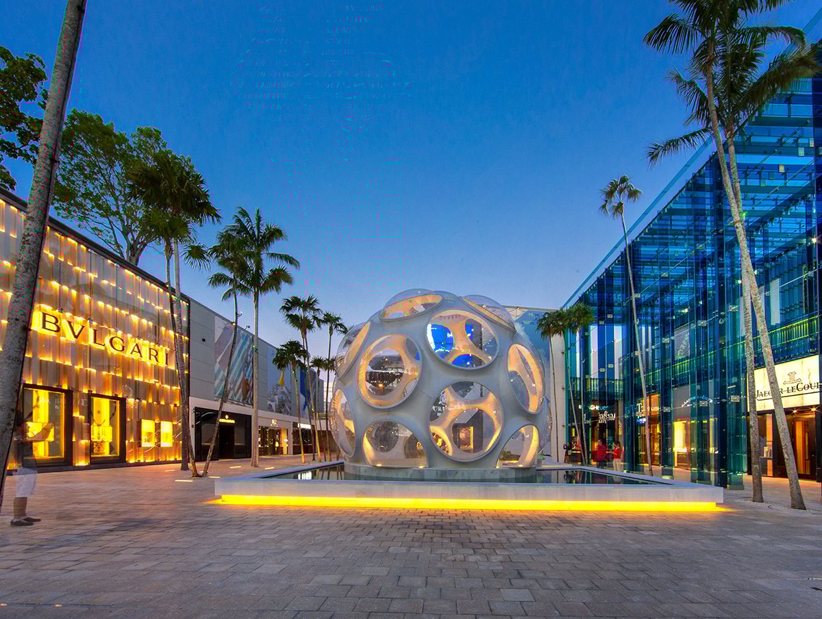 Miami Design District luxury shopping corridor with modern architecture